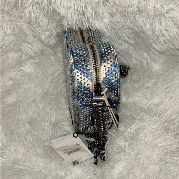 Kurt Geiger Blue and Silver Heart Crossbody with Crystal Detail - Picture 5 of 8